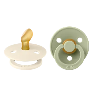 BIBS Pacifier Original COLOUR Latex 2 PK Anatomical Ivory  / Sage (Min. of 2 PK, multiples of 2 PK)