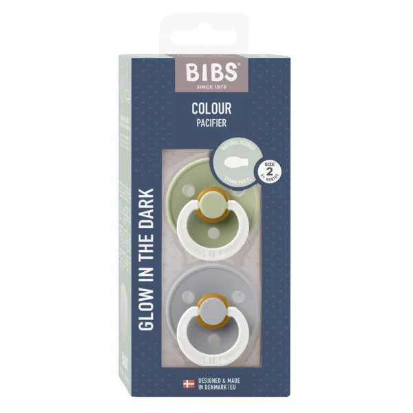 BIBS Pacifier Original COLOUR Latex 2 PK Blush Glow/Woodchuck Glow (Min. of 2 PK, multiples of 2 PK)