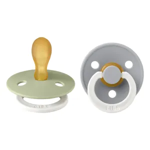 BIBS Pacifier Original COLOUR Latex 2 PK Symmetrical  Sage Glow/Cloud Glow (Min. of 2 PK, multiples of 2 PK)