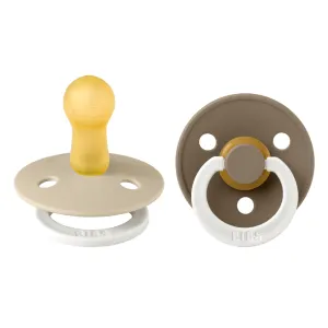 BIBS Pacifier Original COLOUR Latex 2 PK Vanilla Glow/Dark Oak Glow (Min. of 2 PK, multiples of 2 PK)