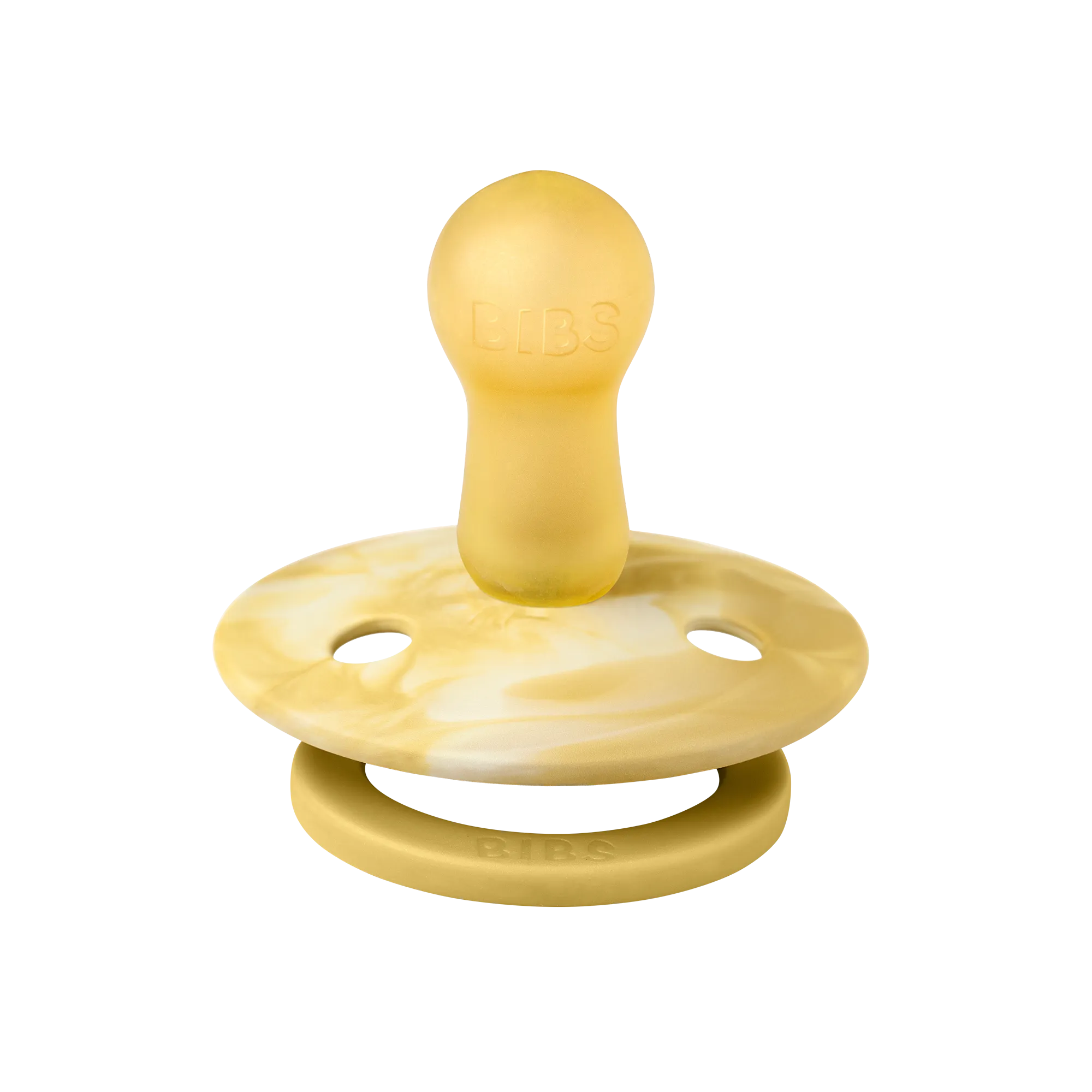 BIBS Pacifier Original COLOUR TIE-DYE Latex 2 PK Mustard / Ivory (Min. of 2 PK, multiples of 2 PK)
