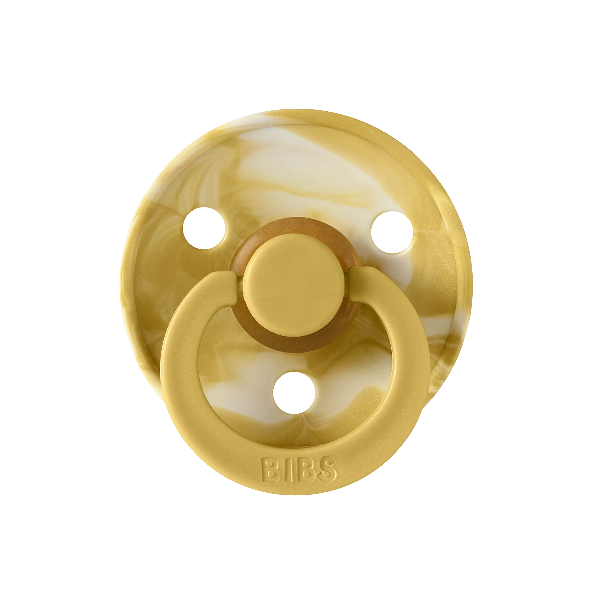 BIBS Pacifier Original COLOUR TIE-DYE Latex 2 PK Mustard / Ivory (Min. of 2 PK, multiples of 2 PK)