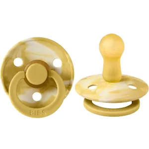 BIBS Pacifier Original COLOUR TIE-DYE Latex 2 PK Mustard / Ivory (Min. of 2 PK, multiples of 2 PK)