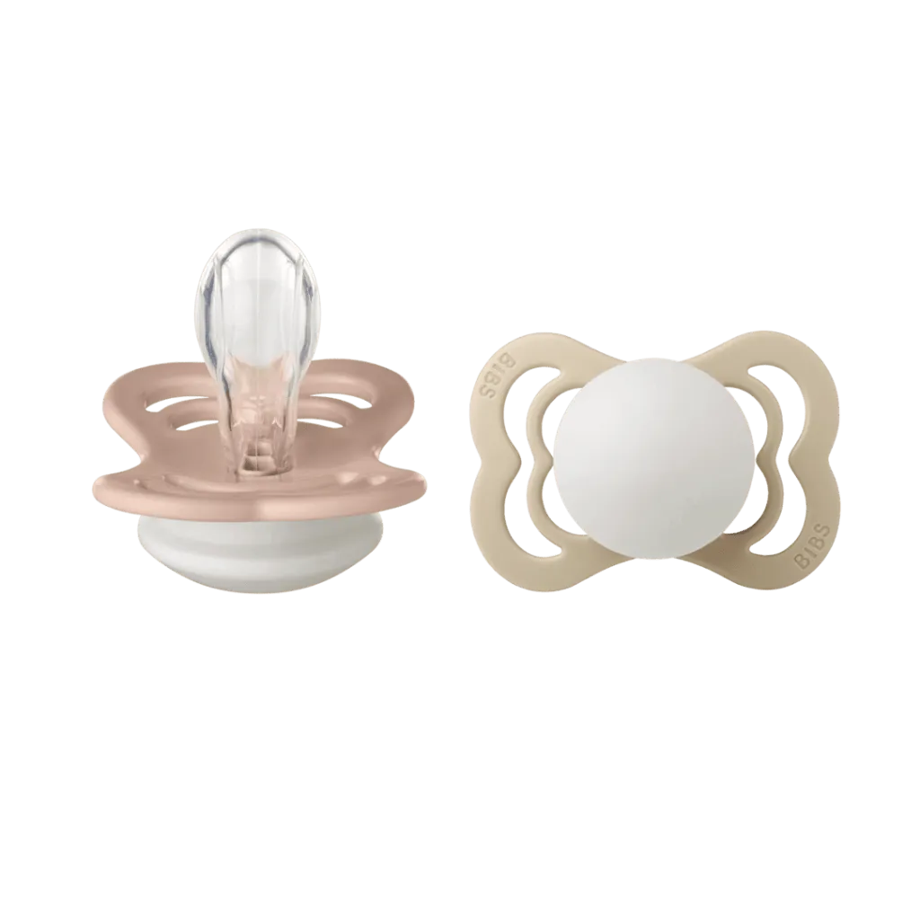 BIBS Pacifier Supreme 2 Pack Silicone - Blush Glow / Vanilla Glow