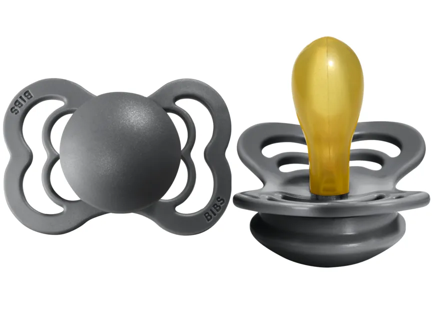BIBS Pacifier SUPREME Latex 2 PK Iron (Min. of 2 PK, multiples of 2 PK)