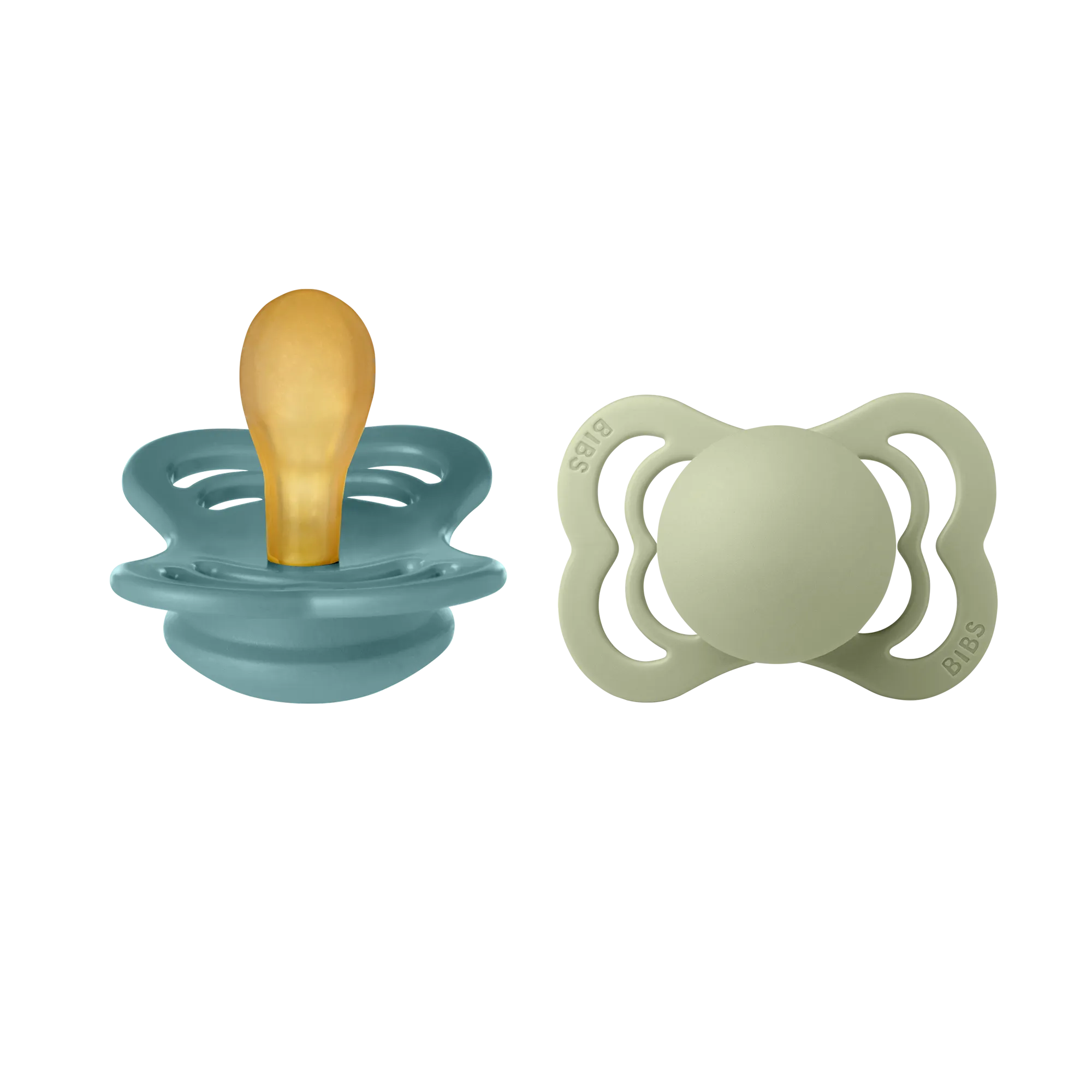 BIBS Pacifier SUPREME Latex 2 PK Island Sea / Sage (Min. of 2 PK, multiples of 2 PK)
