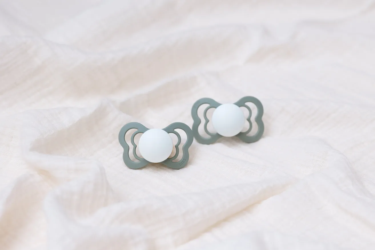 BIBS Pacifier Supreme Latex 2 PK Sage GLOW / Cloud GLOW (Min. of 2 PK, multiples of 2 PK)