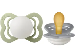 BIBS Pacifier Supreme Latex 2 PK Sage GLOW / Cloud GLOW (Min. of 2 PK, multiples of 2 PK)