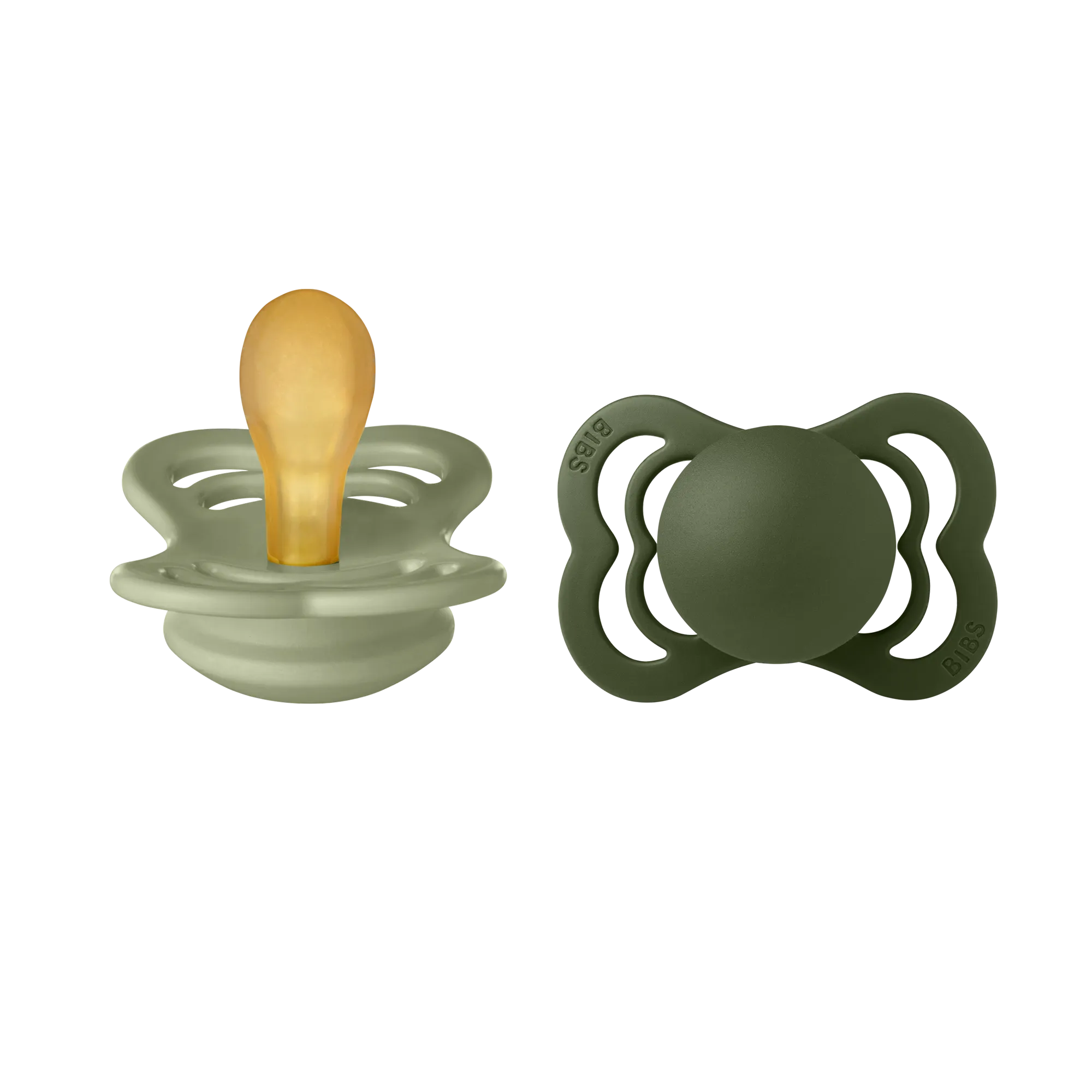BIBS Pacifier SUPREME Latex 2 PK Sage / Hunter Green (Min. of 2 PK, multiples of 2 PK)