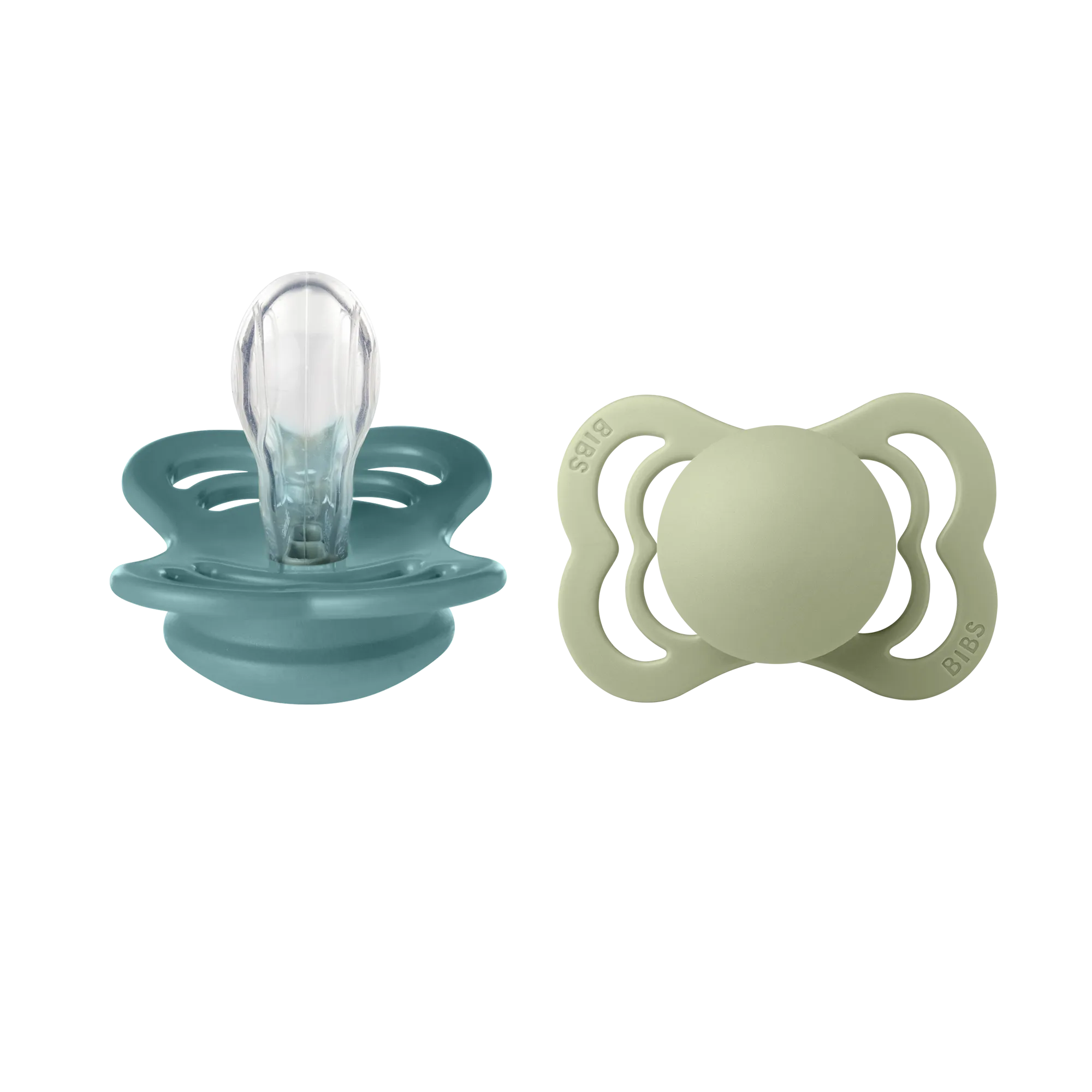 BIBS Pacifier SUPREME Silicone 2 PK Island Sea / Sage (Min. of 2 PK, multiples of 2 PK)