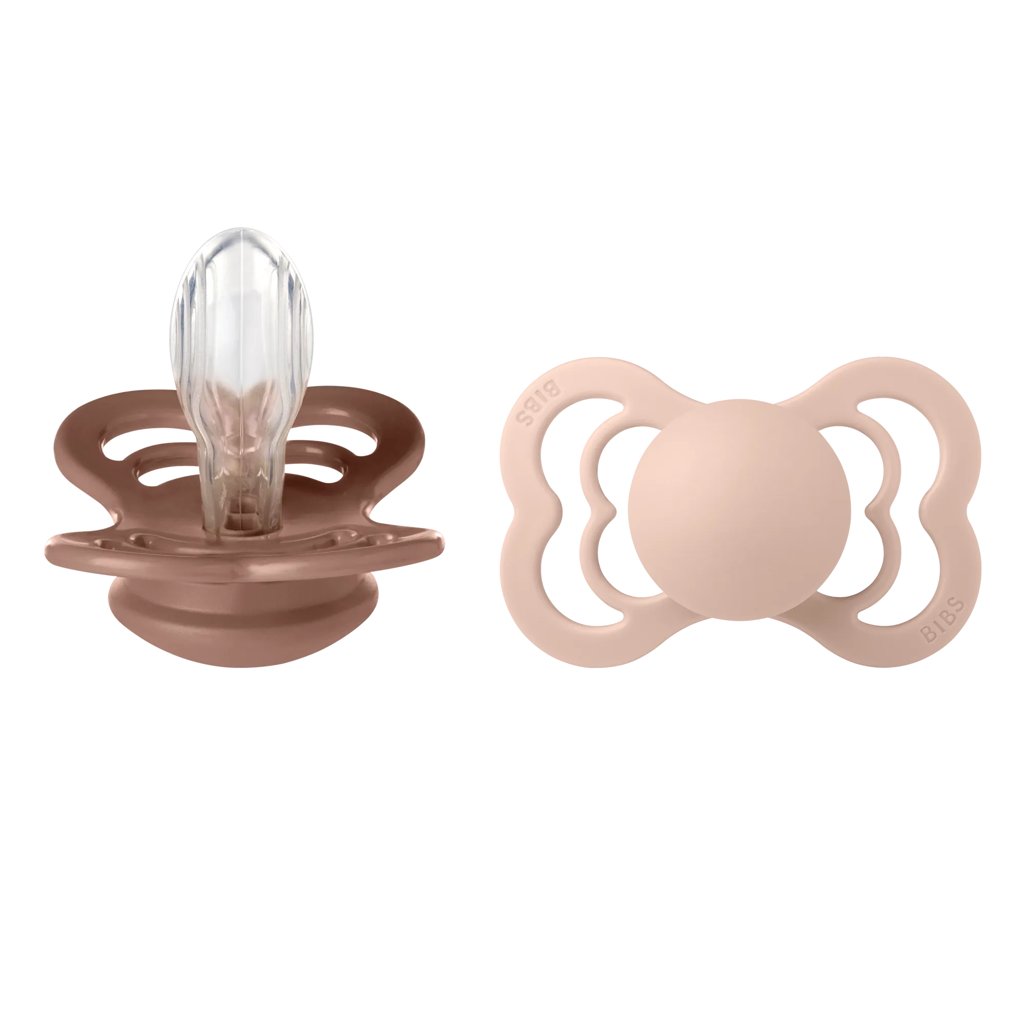 BIBS Pacifier SUPREME Silicone 2 PK Woodchuck / Blush (Min. of 2 PK, multiples of 2 PK)