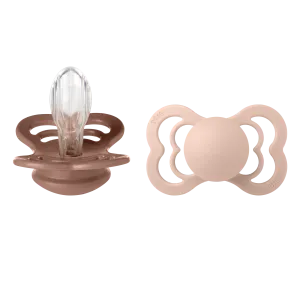 BIBS Pacifier SUPREME Silicone 2 PK Woodchuck / Blush (Min. of 2 PK, multiples of 2 PK)