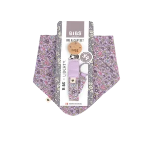 Bibs x LIBERTY Bib & Clip Set Chamomile Lawn - Violet Sky