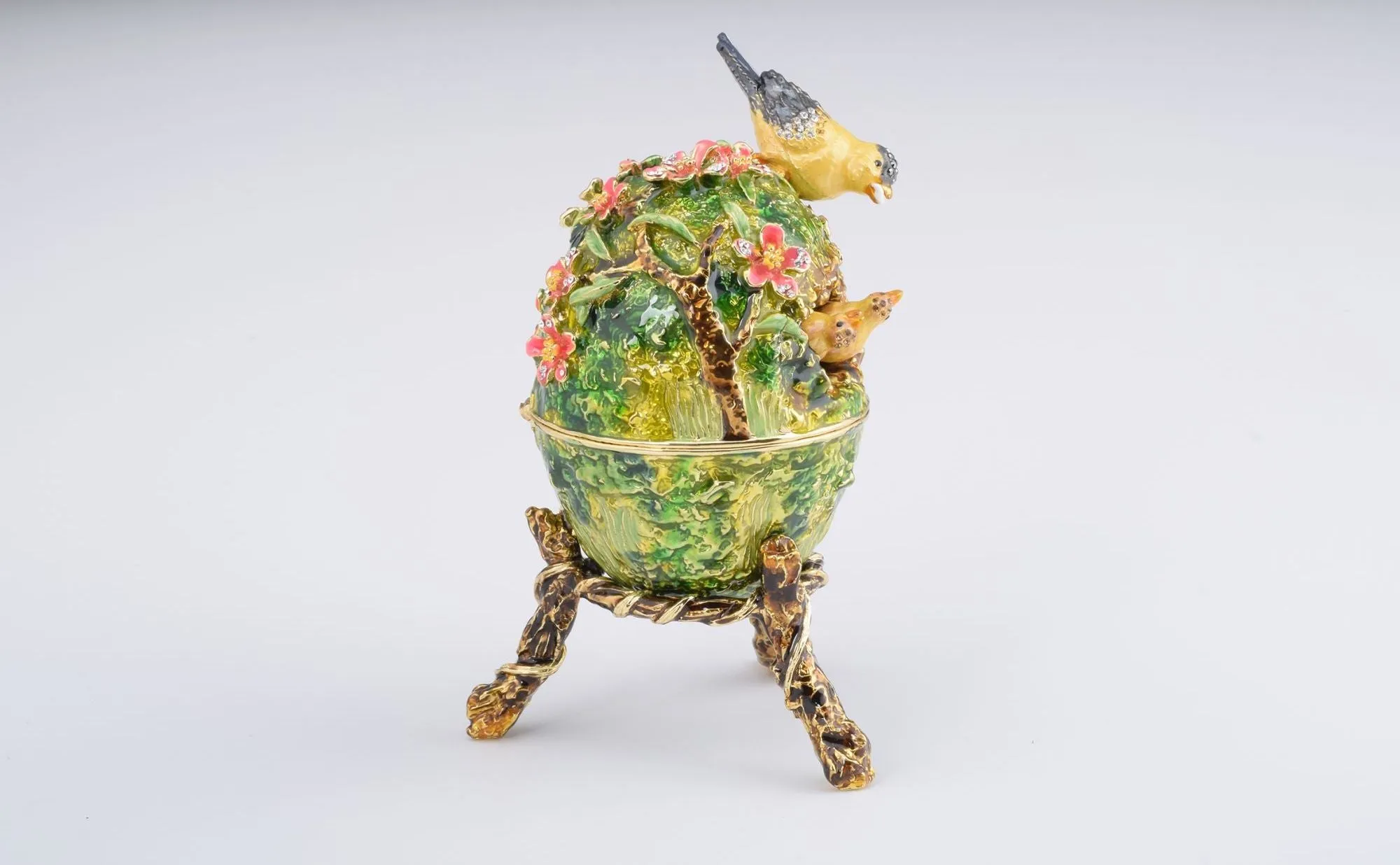 Bird Nest Faberge Style Egg with a Perl on Top