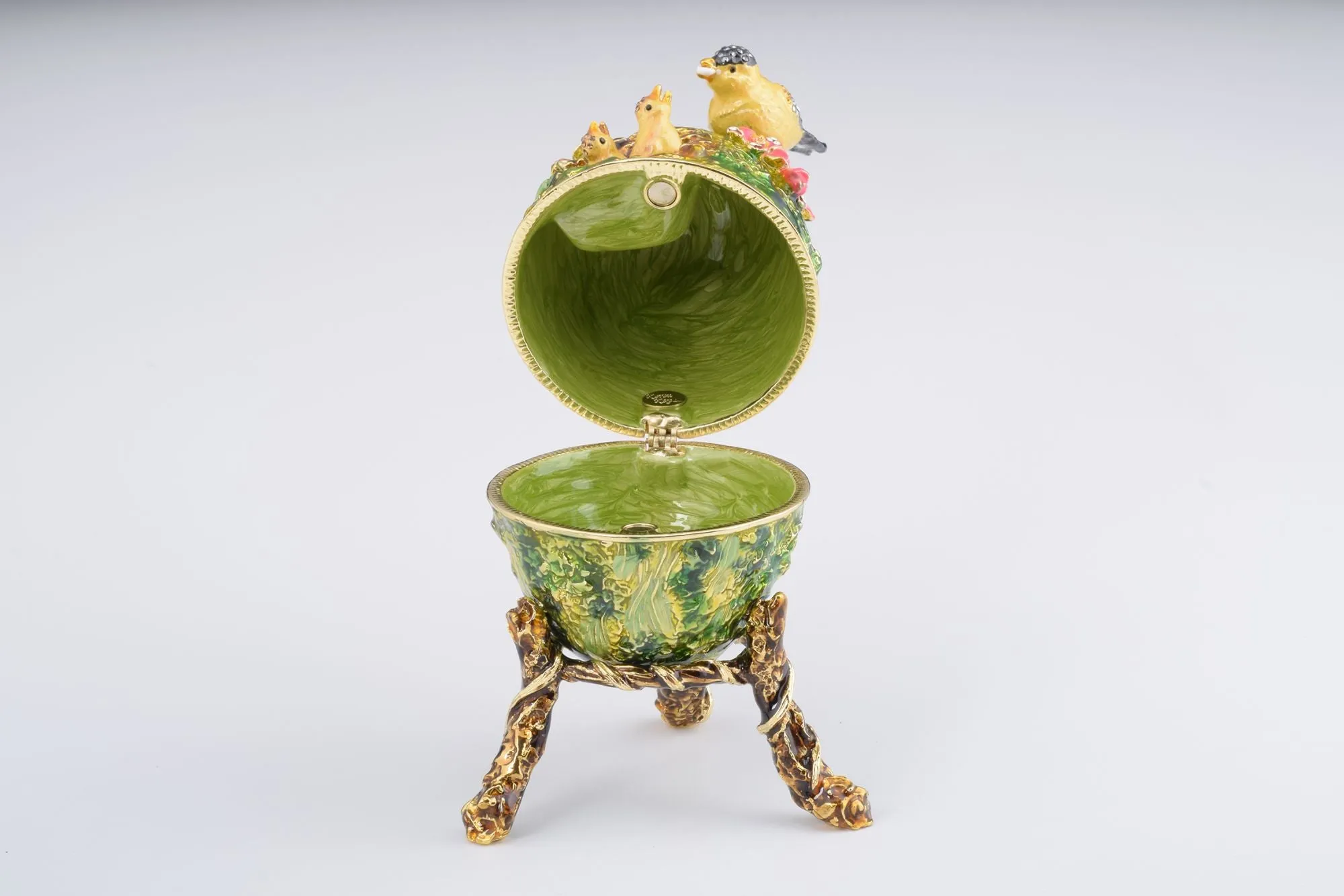 Bird Nest Faberge Style Egg with a Perl on Top