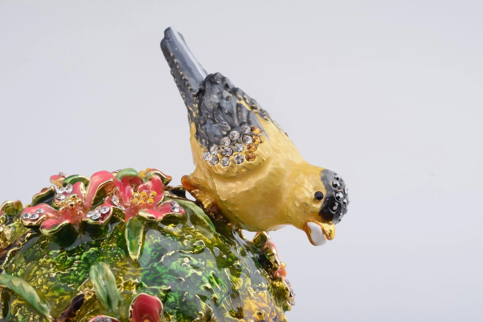 Bird Nest Faberge Style Egg with a Perl on Top