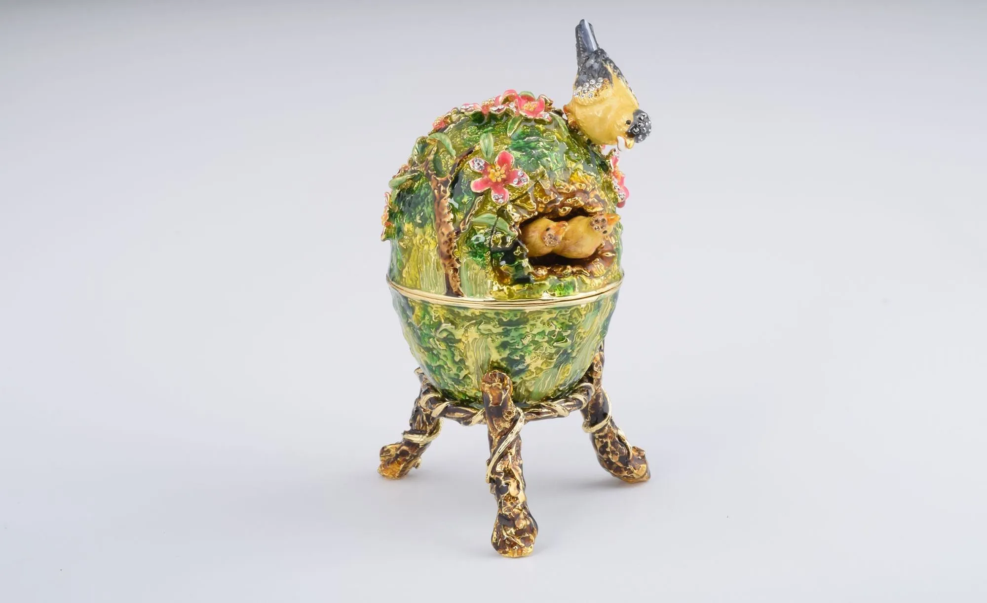 Bird Nest Faberge Style Egg with a Perl on Top
