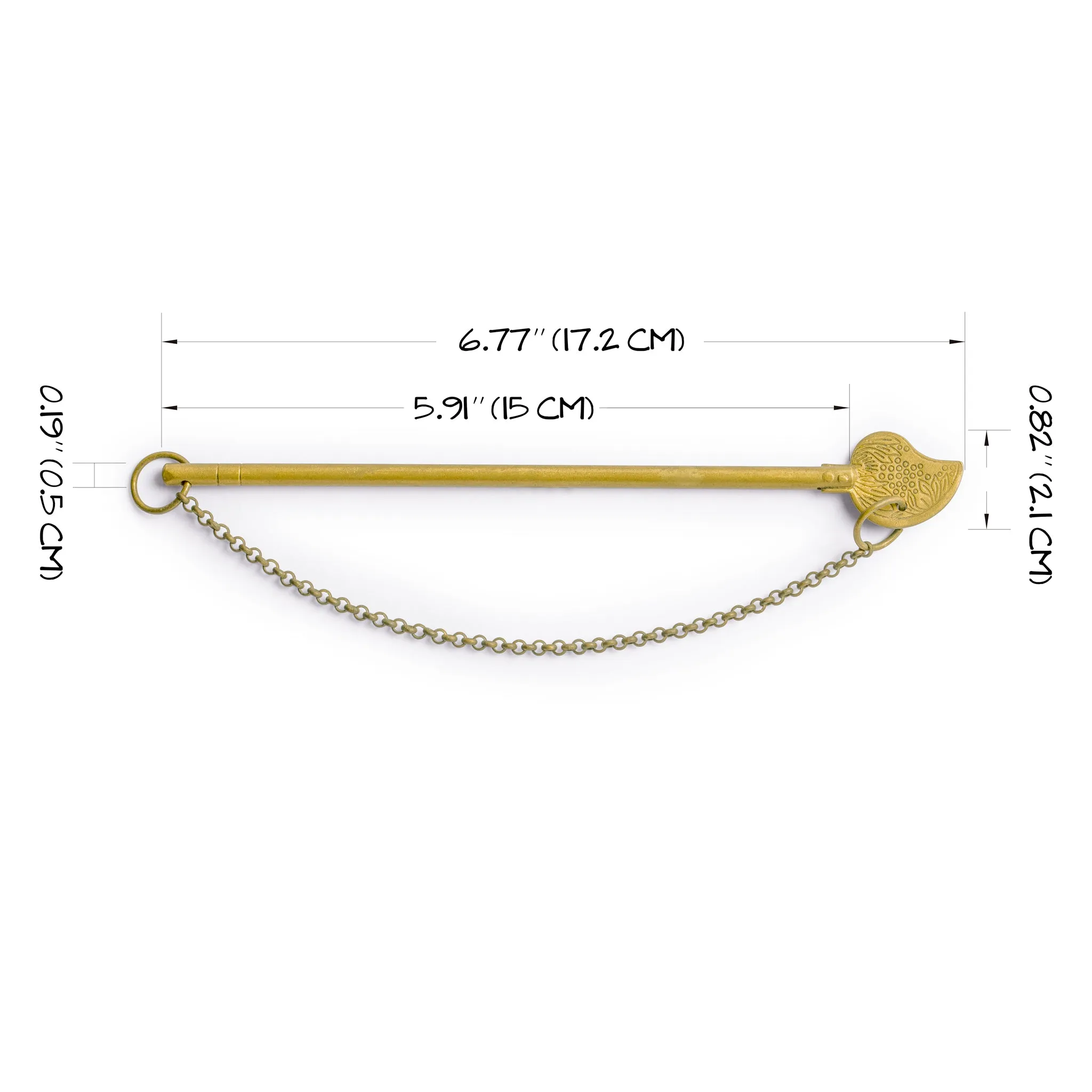 Bird Tail Brass Key with Chain 5.8" - Set of 2