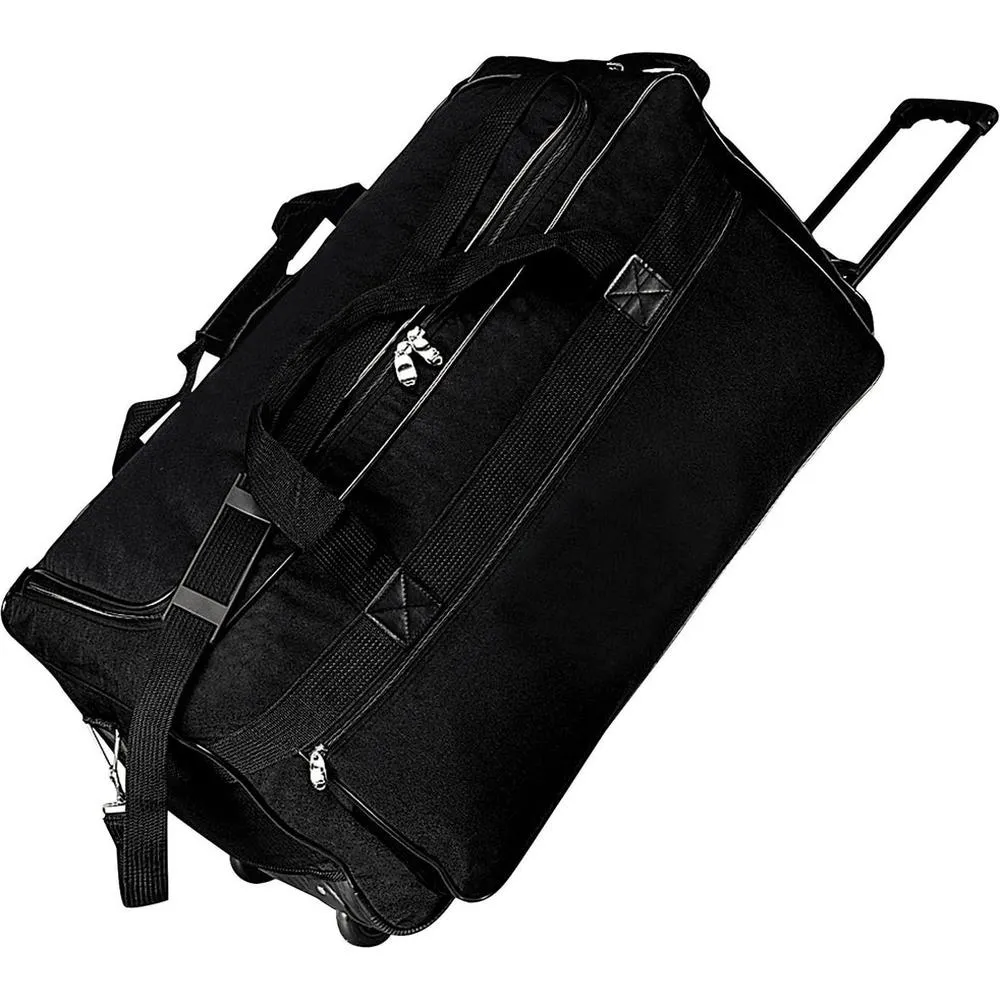 Black Duffle Bag with Wheels / 25"L x 13"H x 11"D