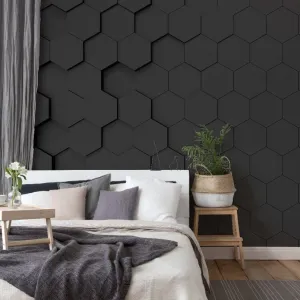Black Hexagons 3D Wallpaper Mural