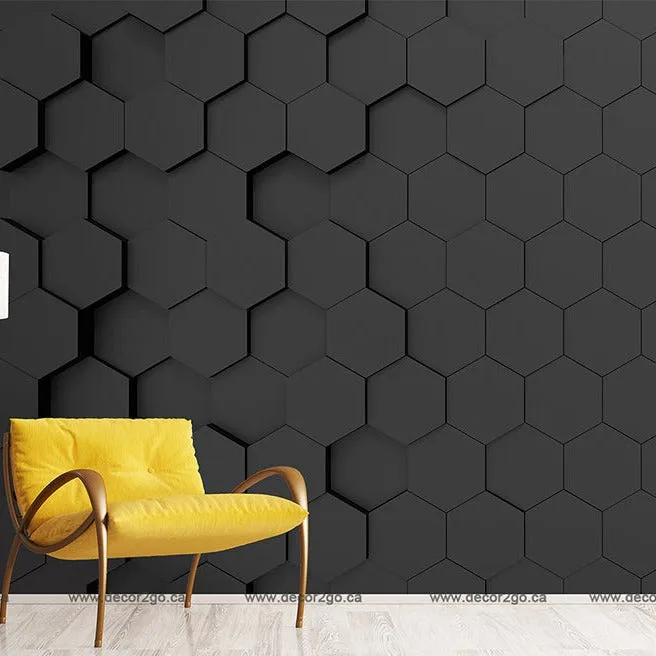 Black Hexagons 3D Wallpaper Mural