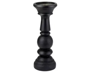 Black mango wood pillar candle holder