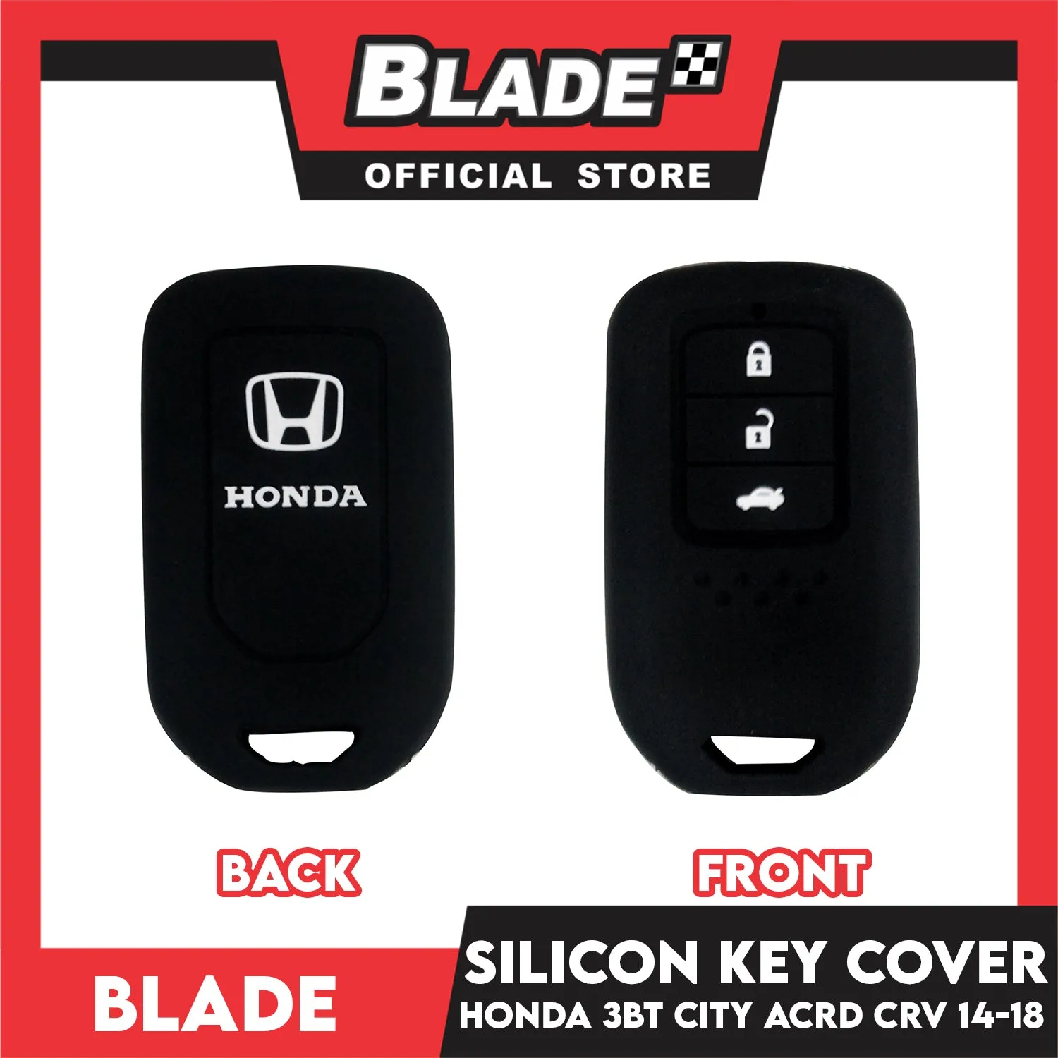 Blade Key Silicone Case Honda 3 Button City 14-18 (Red/Black)
