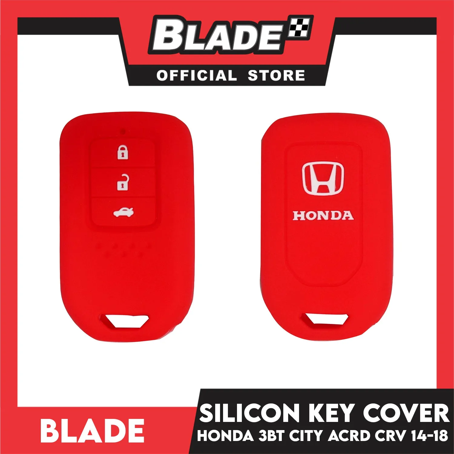 Blade Key Silicone Case Honda 3 Button City 14-18 (Red/Black)