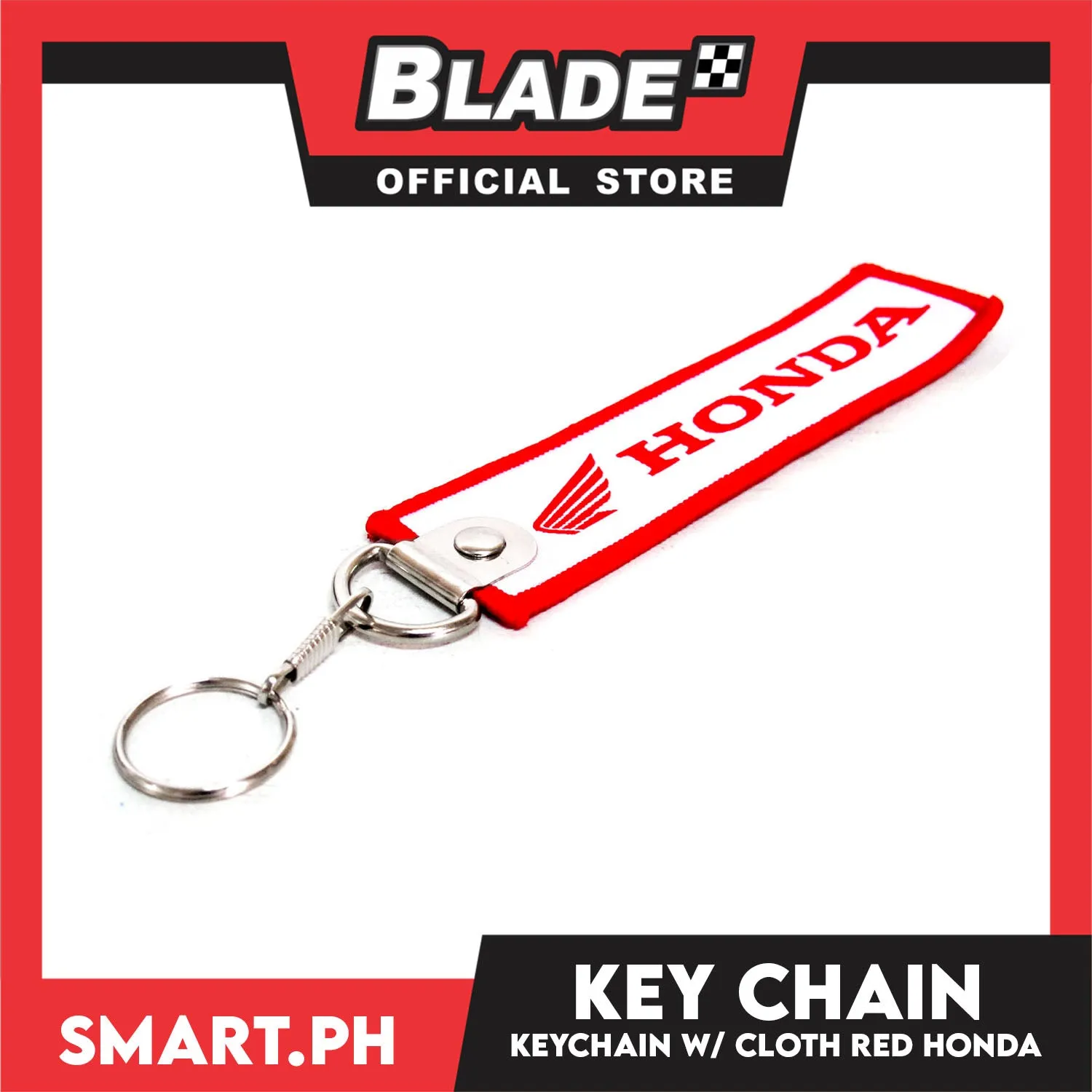 Blade Keychain Cloth Tag Honda (Red and White)