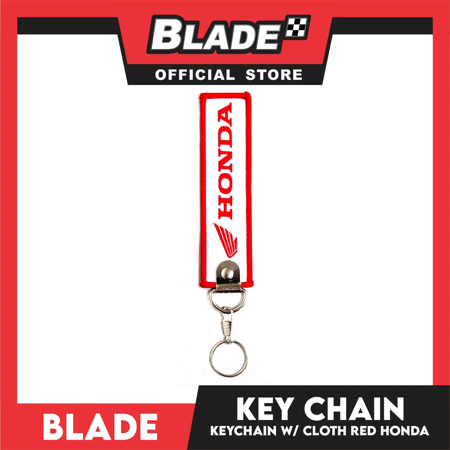 Blade Keychain Cloth Tag Honda (Red and White)