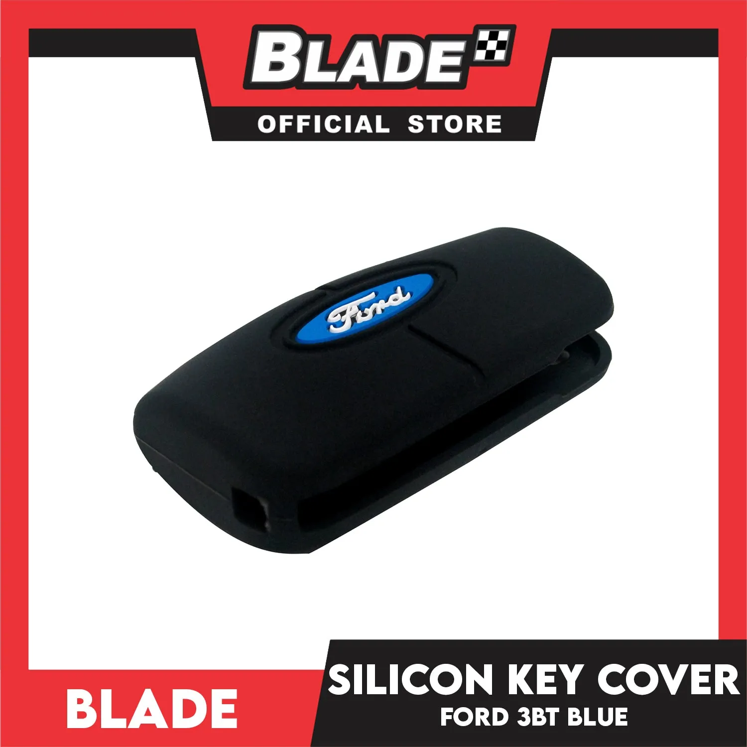 Blade Silicone Case key Cover Ford 3 button (Red, Black) Fiesta Focus Mondeo Falcon C-Max Eco Sport (Red)