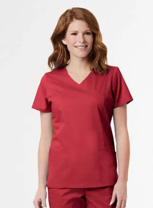 Blossom Signature 2102 Ladies Mesh Pocket Mock Wrap Top Red