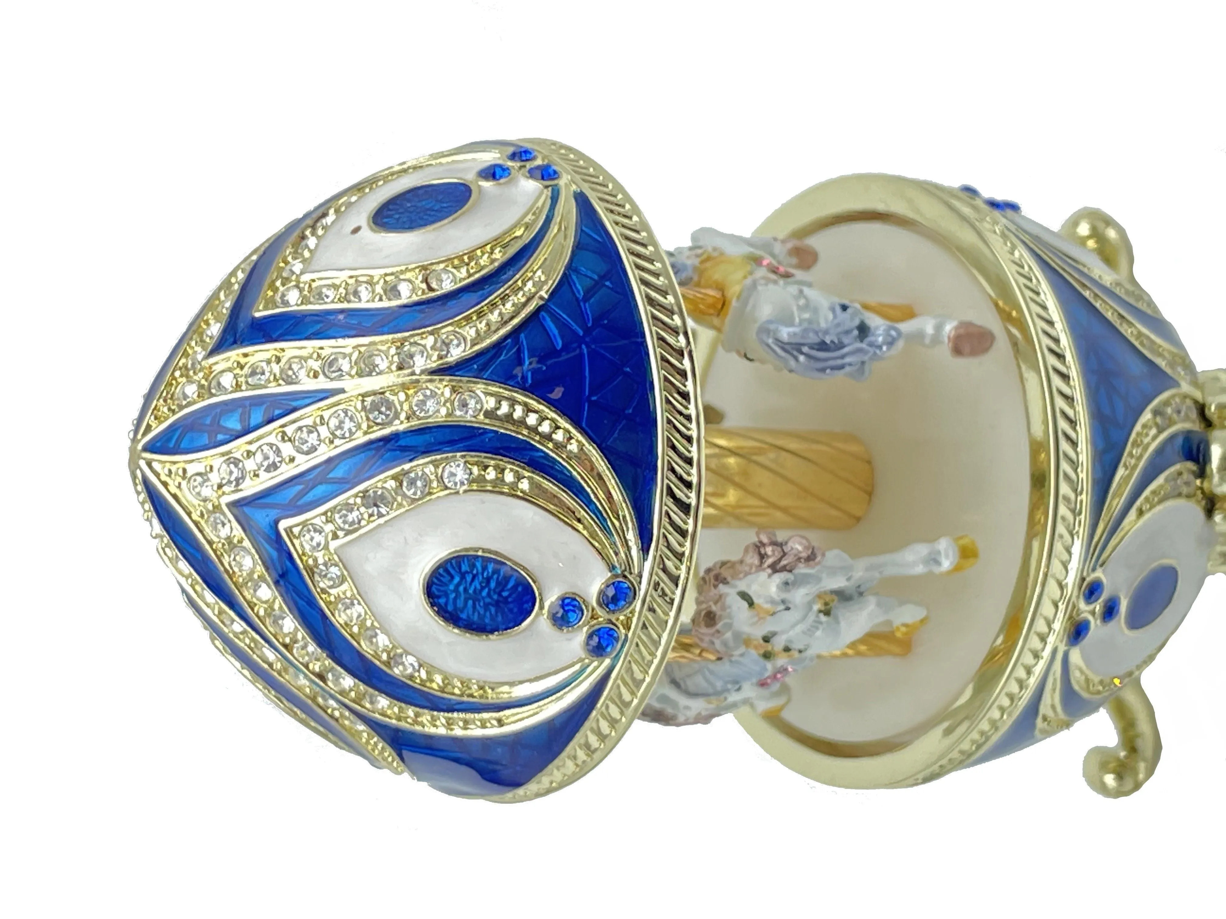 Blue Musical Carousel with Royal Horses