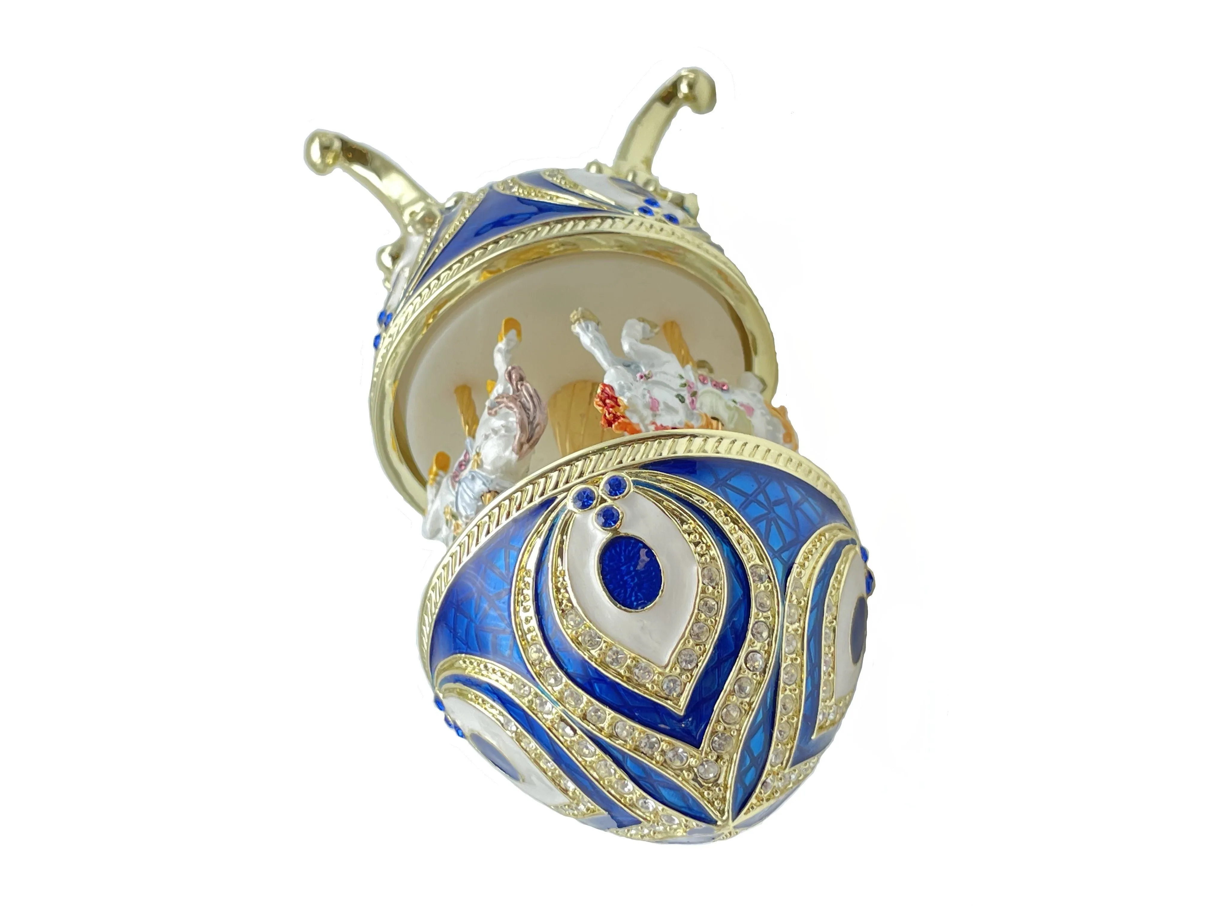 Blue Musical Carousel with Royal Horses
