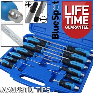 BLUESPOT 12PCS MAGNETIC GO THROUGH SCREWDRIVER SET ( SLOTTED - PHILLIPS )