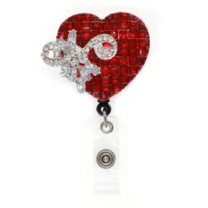 Bow Heart Badge Reel Holder