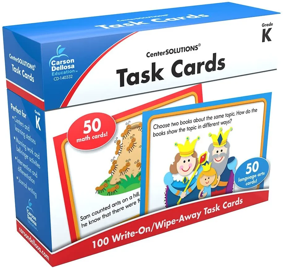 Brand new Task Cards Learning Cards, Grade K! 100 write on/wipe away task cards!