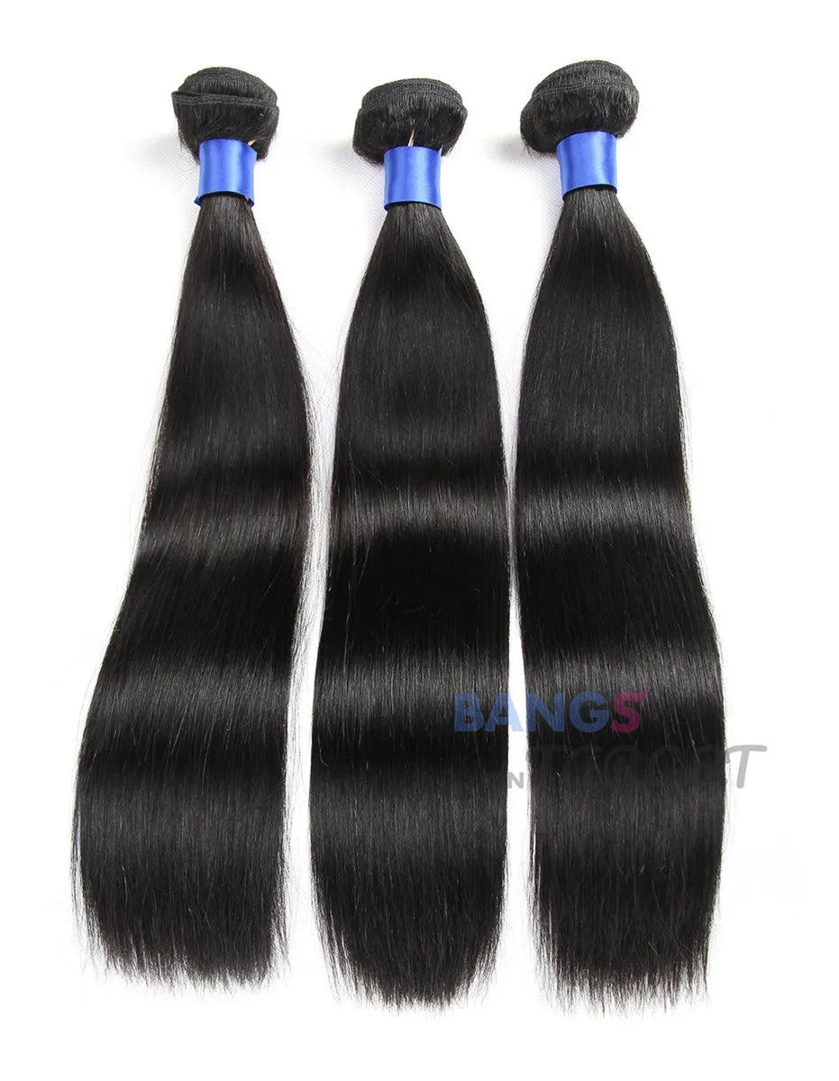 Brazilian Virgin Hair 3 Bundles With Closure Straight