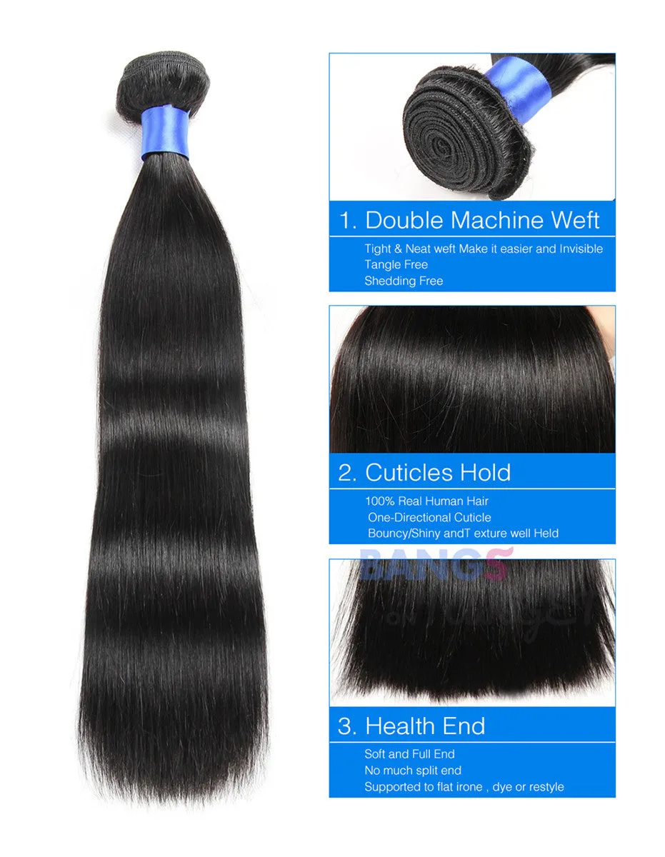 Brazilian Virgin Hair 3 Bundles With Closure Straight