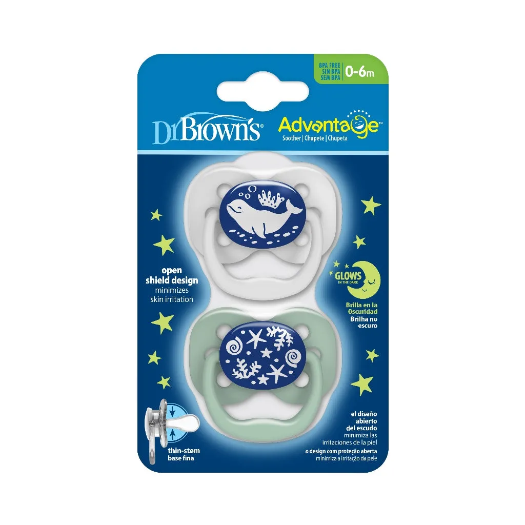 [Bundle Of 2] Dr. Brown’s Advantage Glow-in-the-Dark Pacifier, 2-Pack