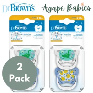 [Bundle Of 2] Dr. Brown’s Prevent Butterfly Shield Pacifier Stage 2 - 6-18M (Blue & Clear) 2Pk