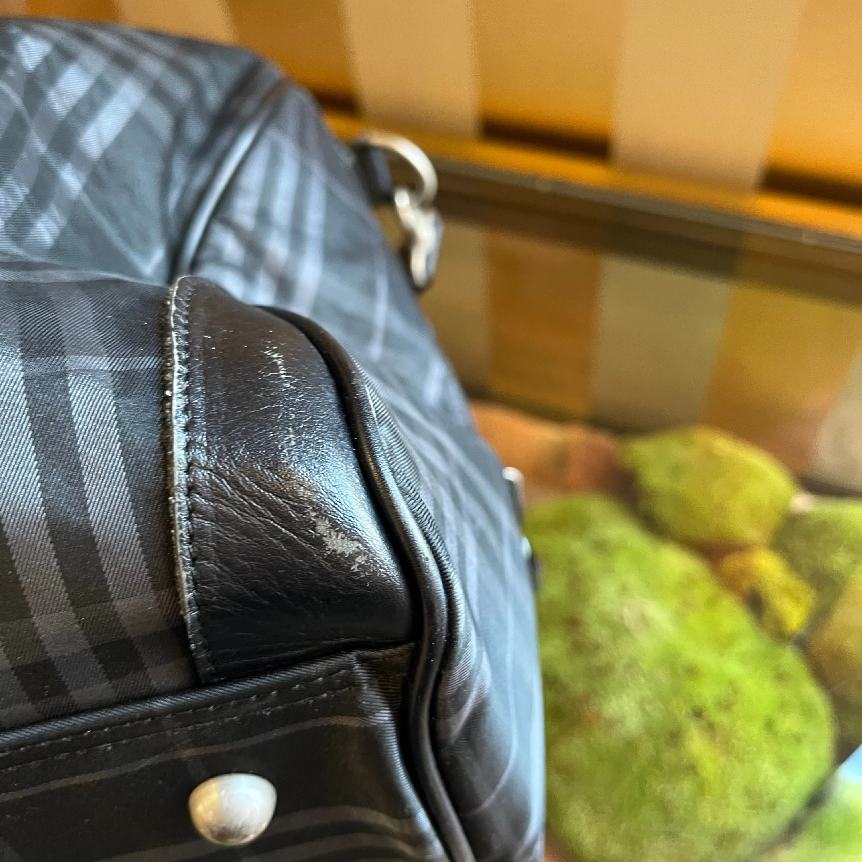 BURBERRY Golf Boston Check Black Nylon Duffle
