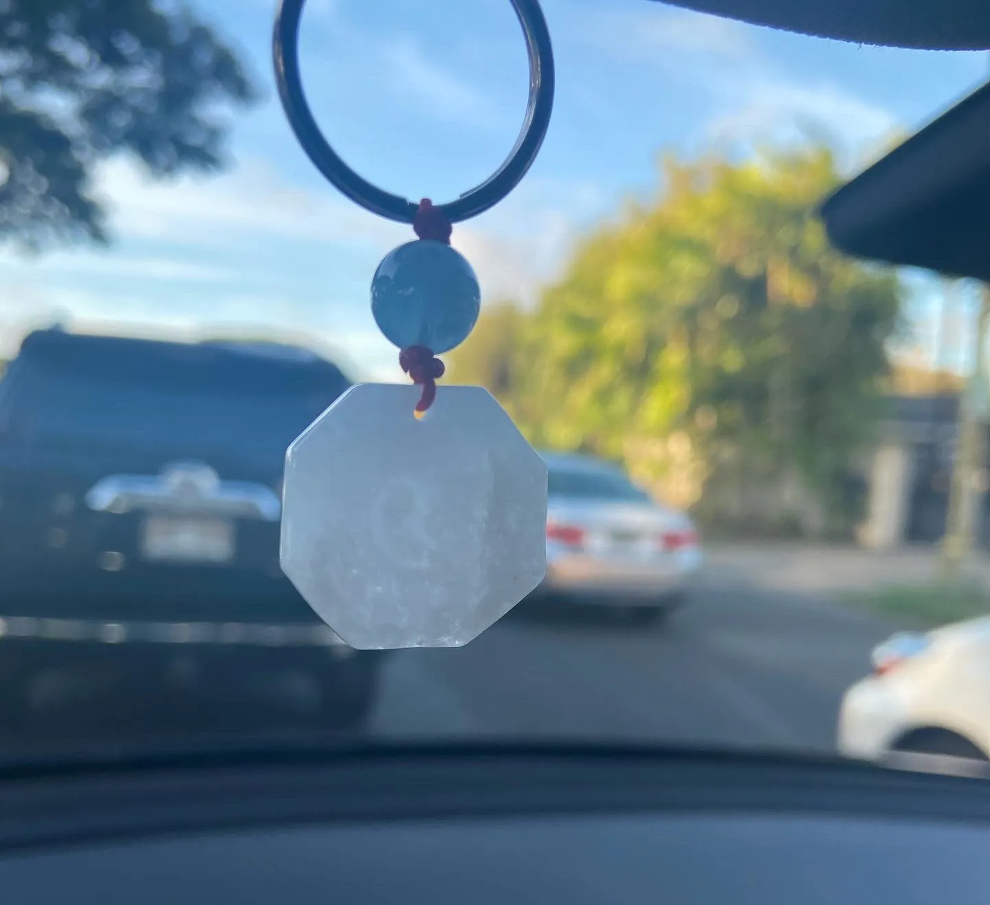 Burmese Jadeite Baqua Paired w/ Aquamarine Charm