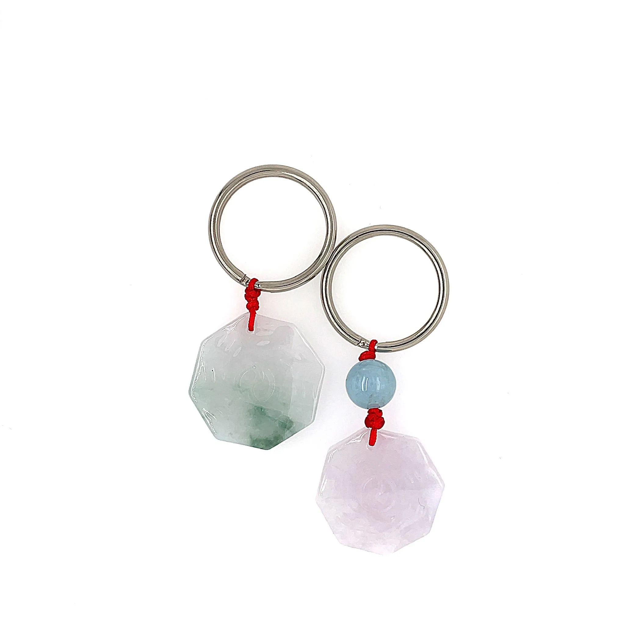Burmese Jadeite Baqua Paired w/ Aquamarine Charm