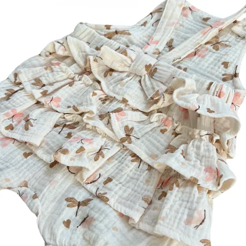 Butterfly Cotton Bubble Ruffle Romper