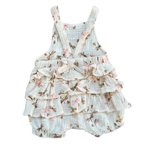 Butterfly Cotton Bubble Ruffle Romper