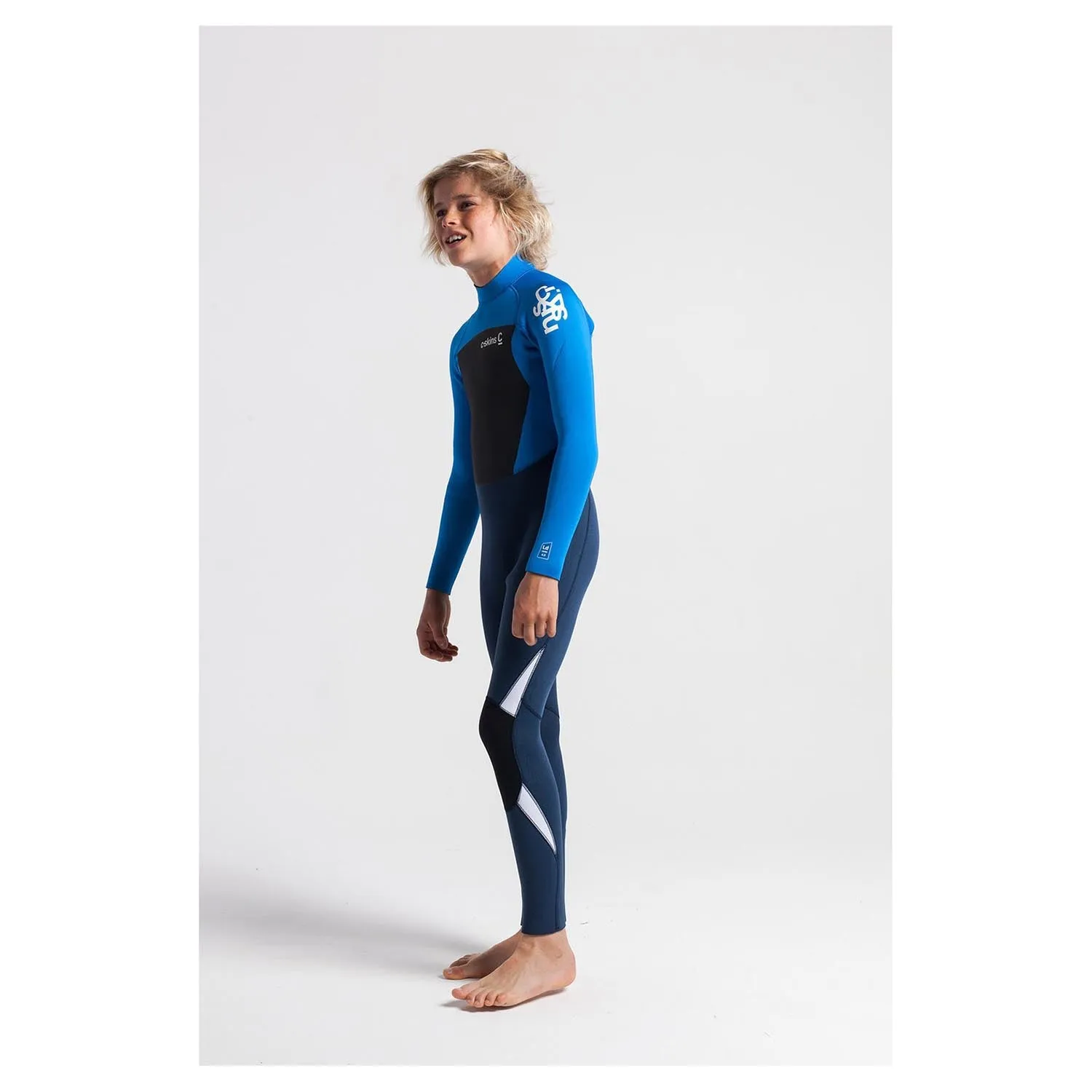 C-Skins Junior Legend 4/3mm Back Zip Wetsuit - Blue Stone/Cyan/White