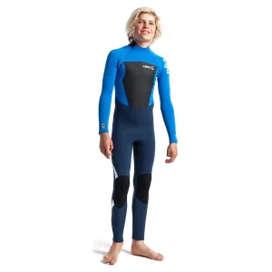 C-Skins Junior Legend 4/3mm Back Zip Wetsuit - Blue Stone/Cyan/White