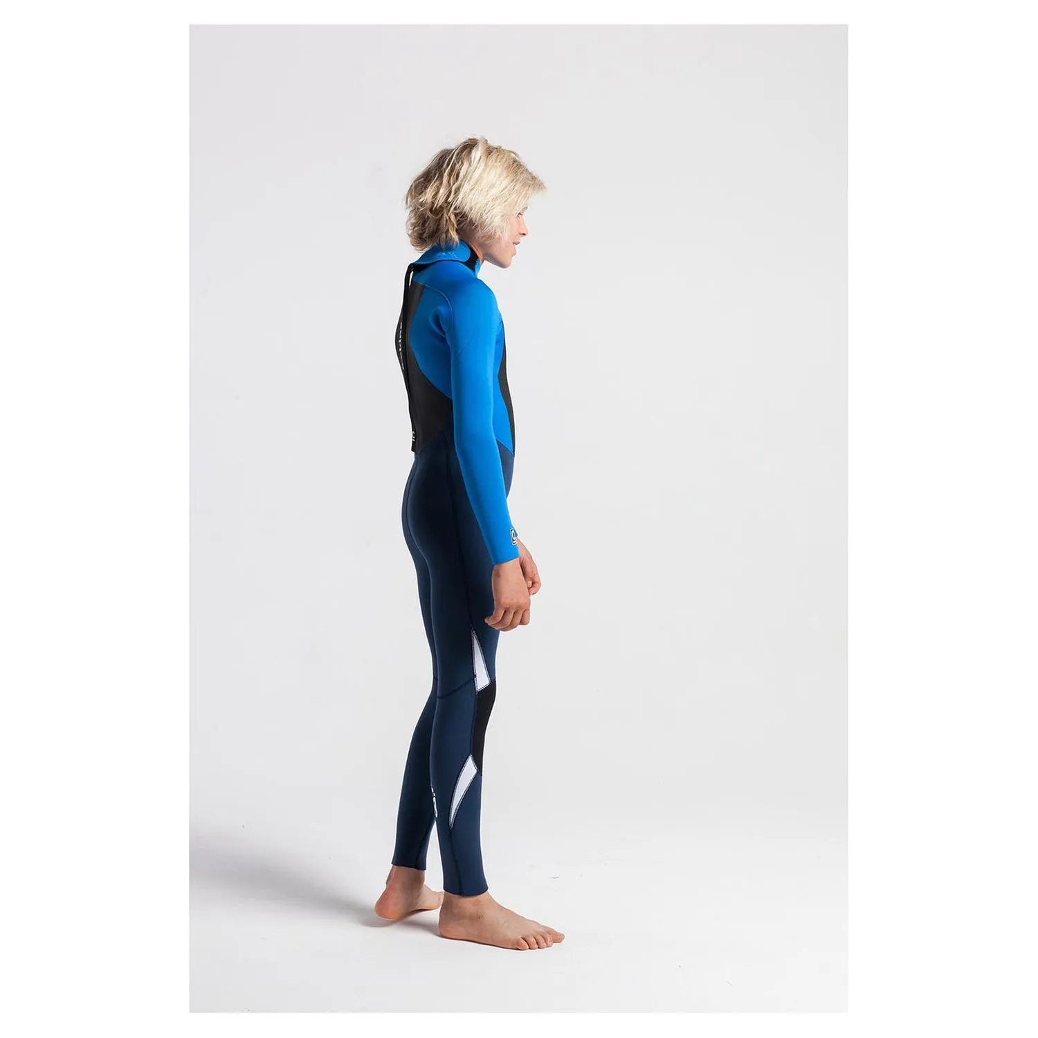 C-Skins Junior Legend 4/3mm Back Zip Wetsuit - Blue Stone/Cyan/White