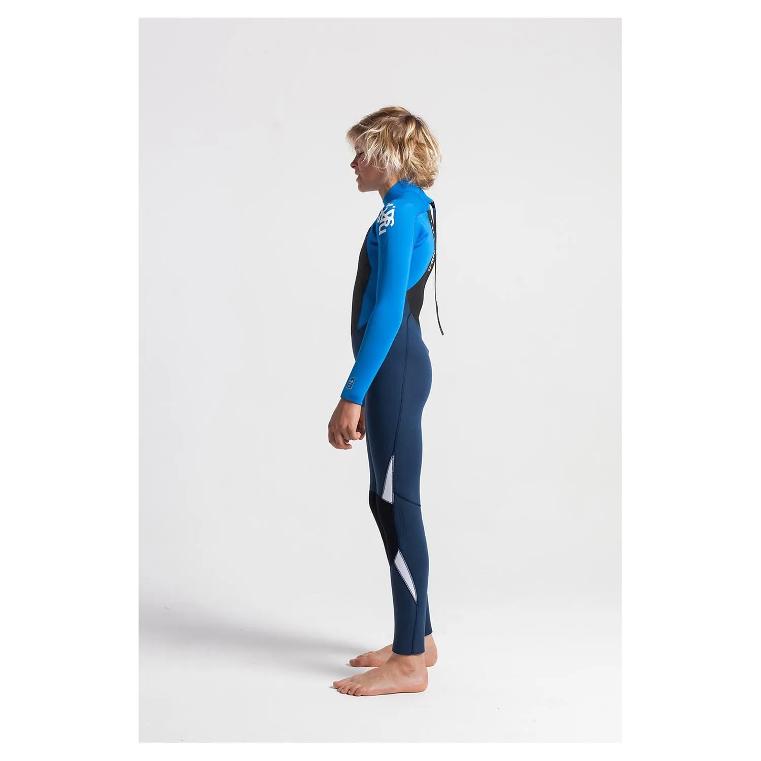 C-Skins Junior Legend 4/3mm Back Zip Wetsuit - Blue Stone/Cyan/White